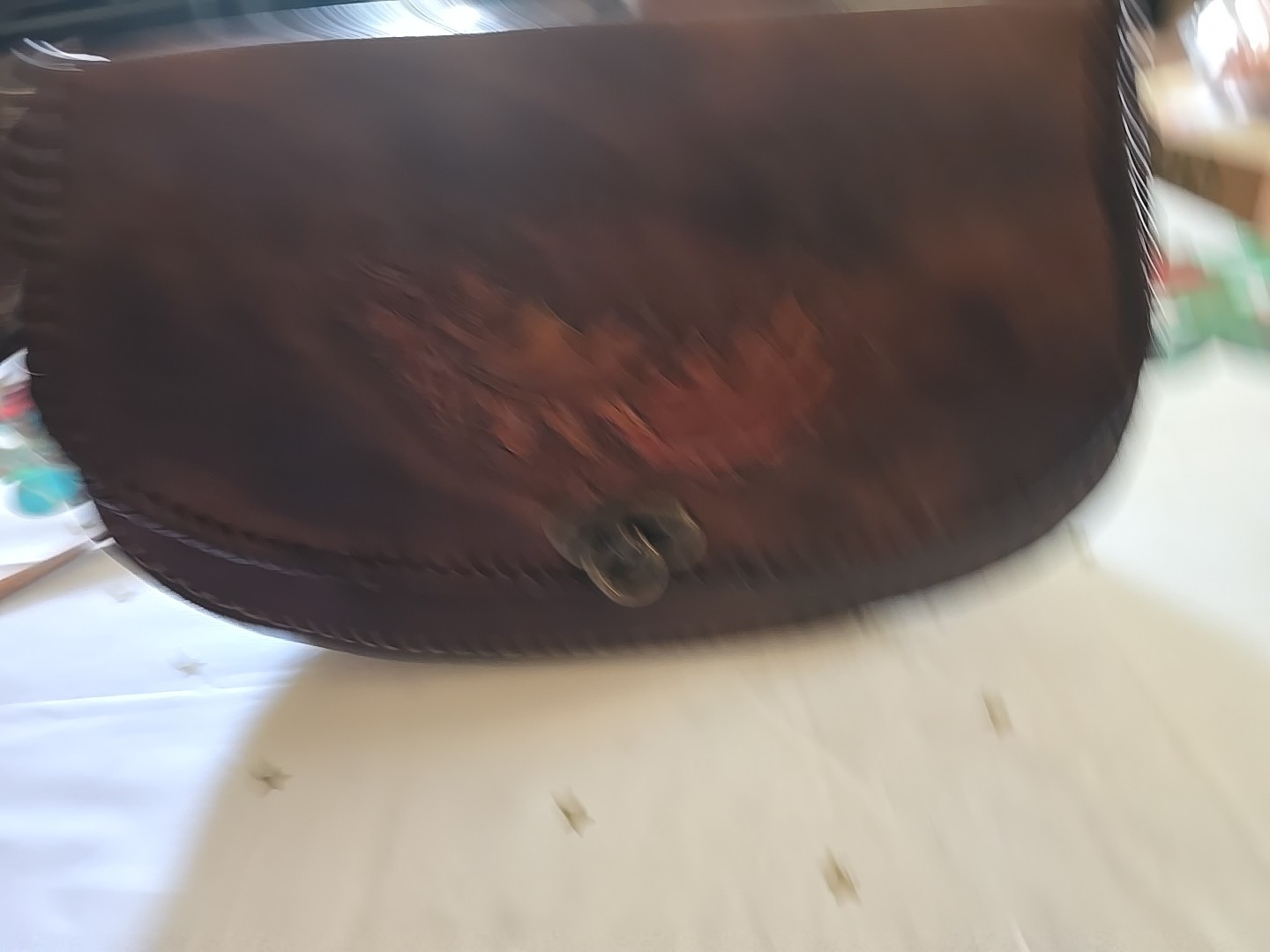 70s Carving Leather Bag Vintage Showa Hippie Used