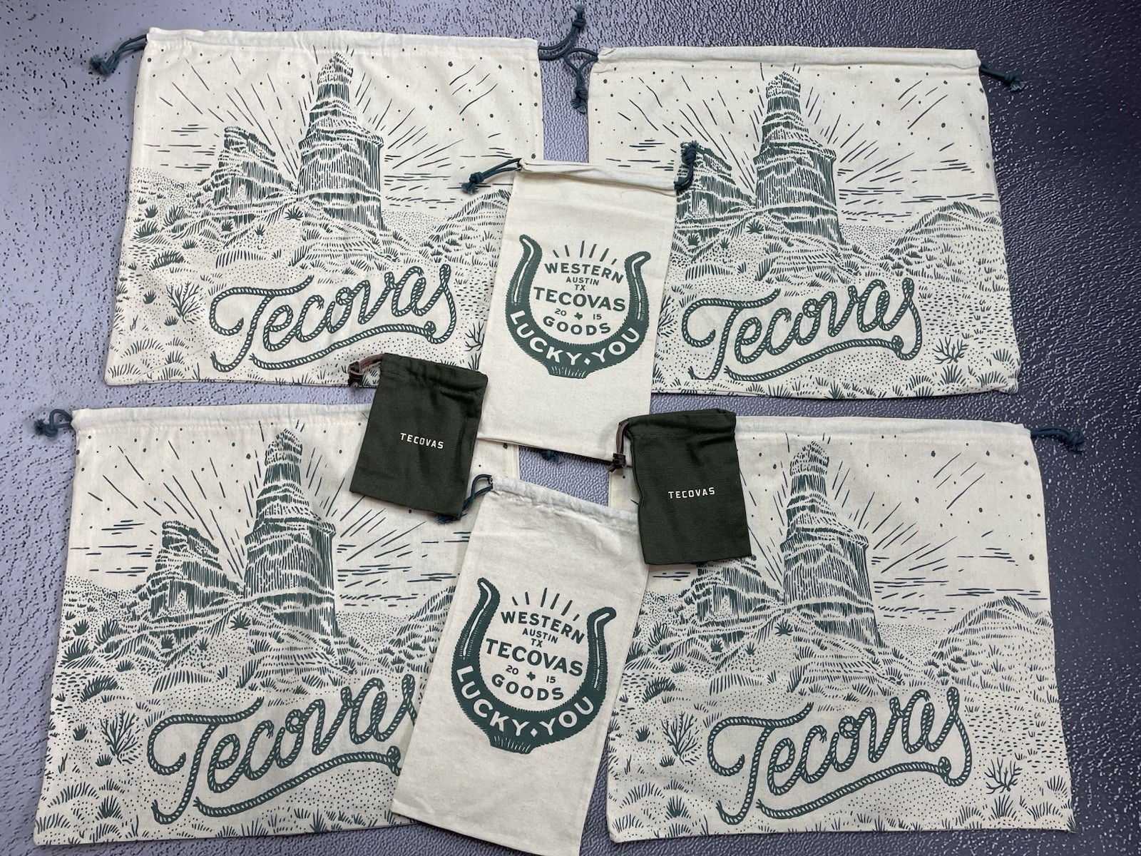 8 Pcs Tecovas Drawstring Travel Dust Bag Beige Green