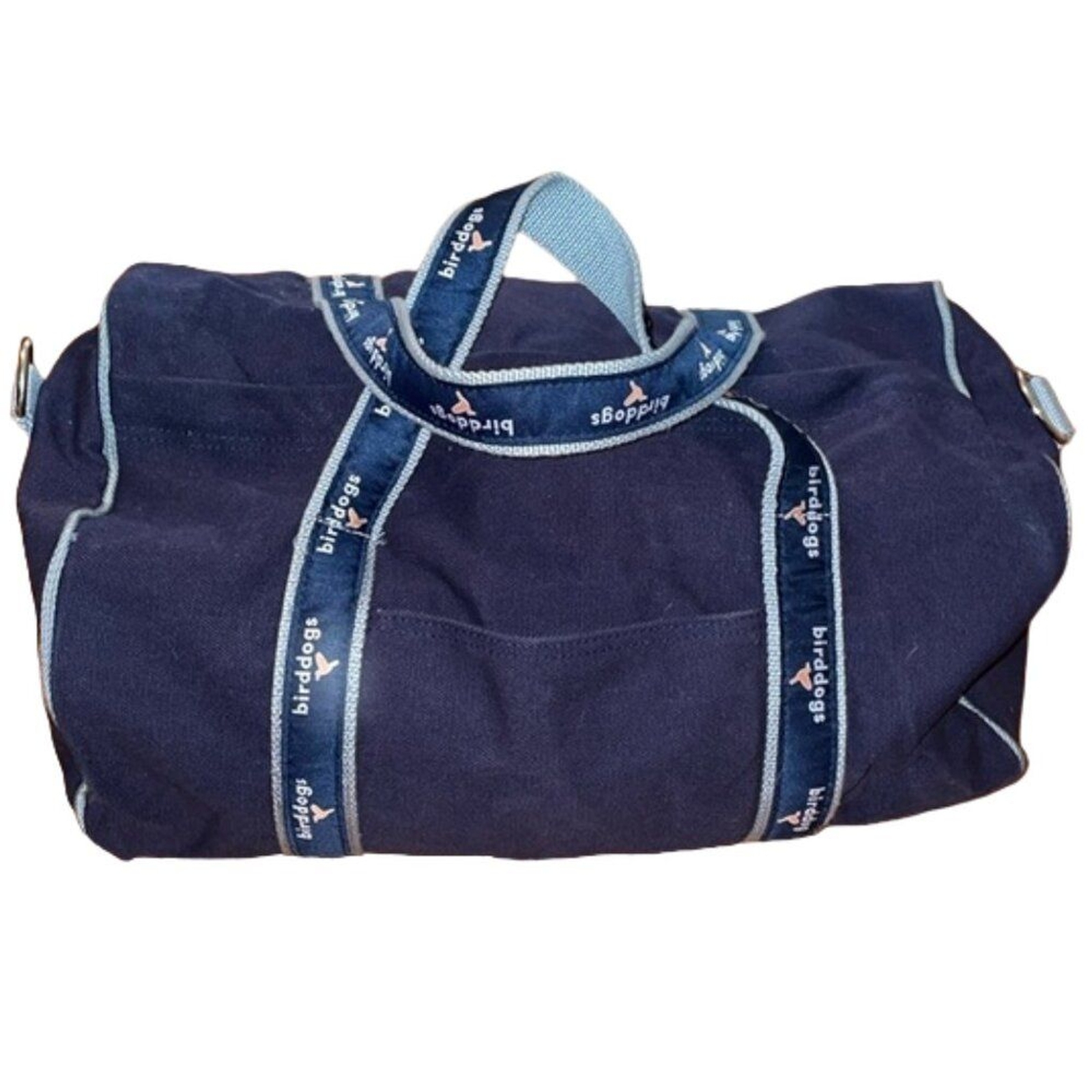 Birddogs Navy Blue Cotton Canvas Gym Duffle Bag 16×11 Preppy Travel
