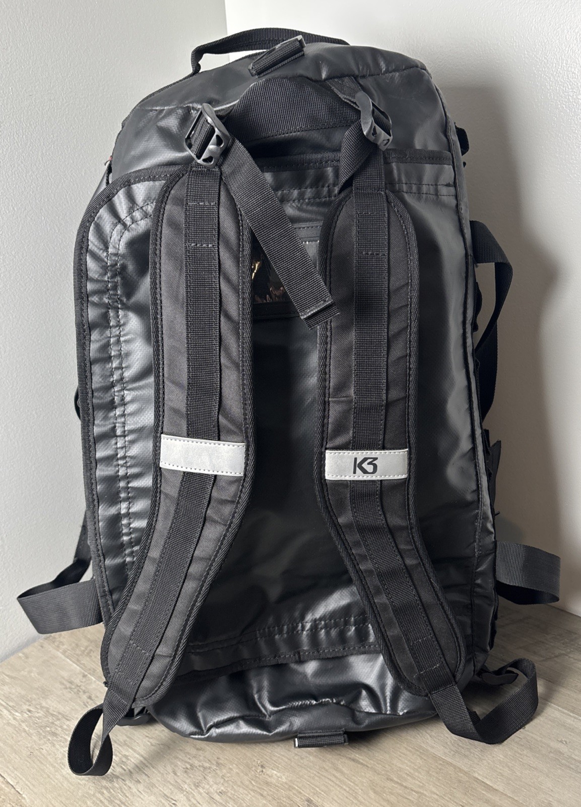 K3 Backpack & Duffel Bag Bravo Black 40 Liter Weatherproof Convertible w/strap