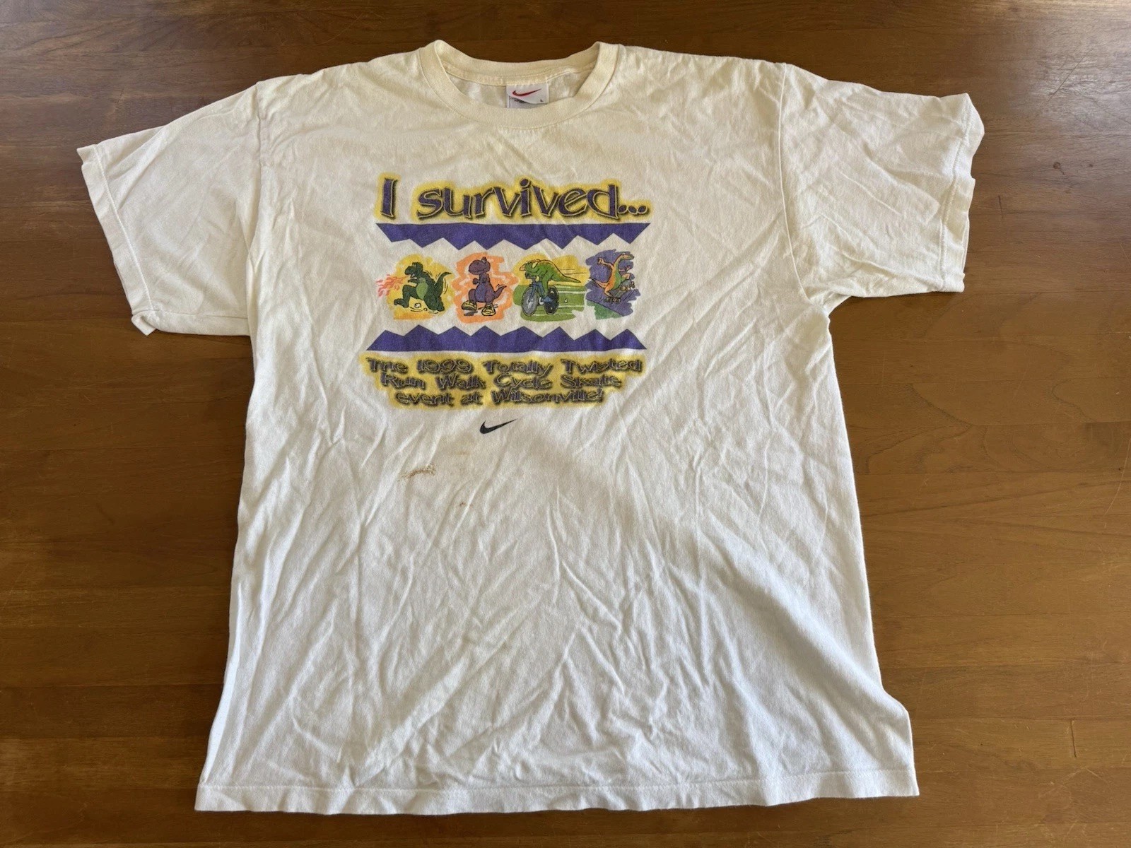 Nike Vintage Skateboard Race Bike Run T-Shirt Mens Large USA Made