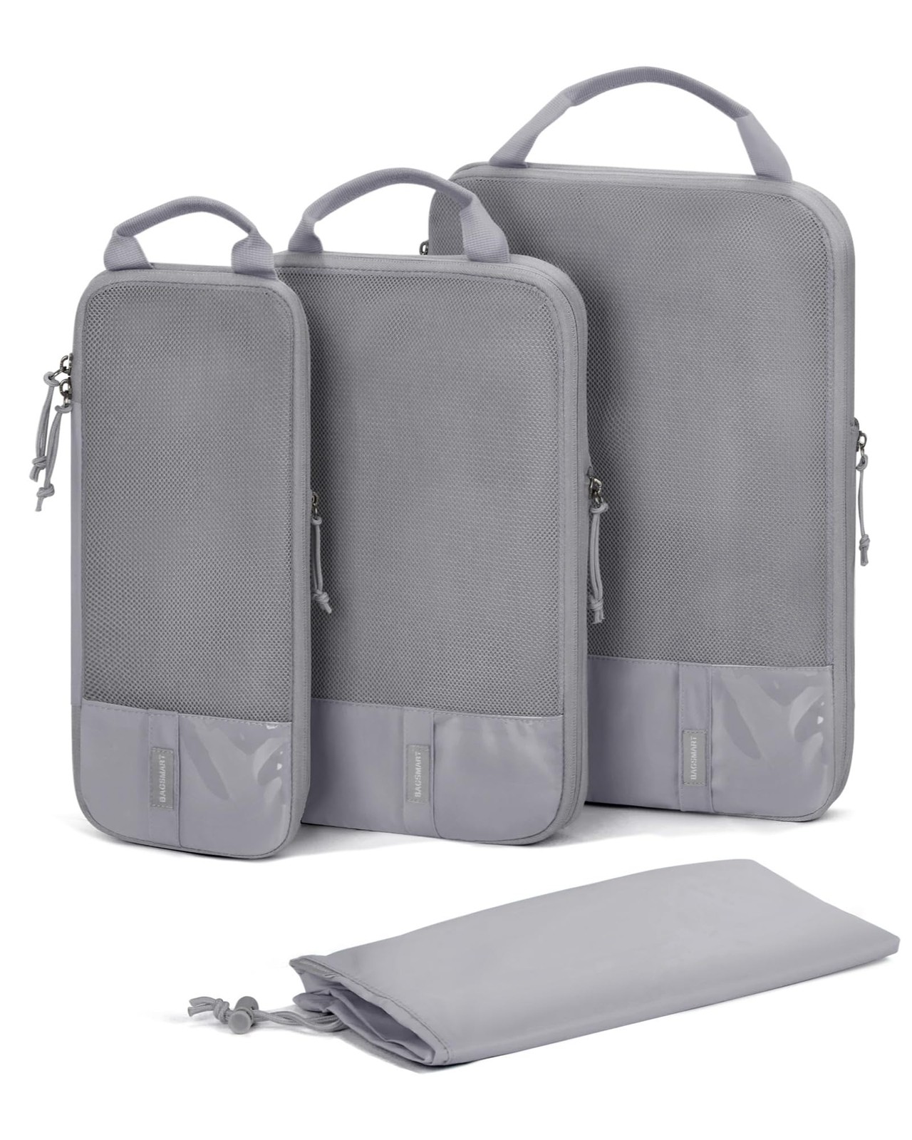 BAGSMART 4 Set Compression Packing Cubes – Lightweight Travel of 4, Grey