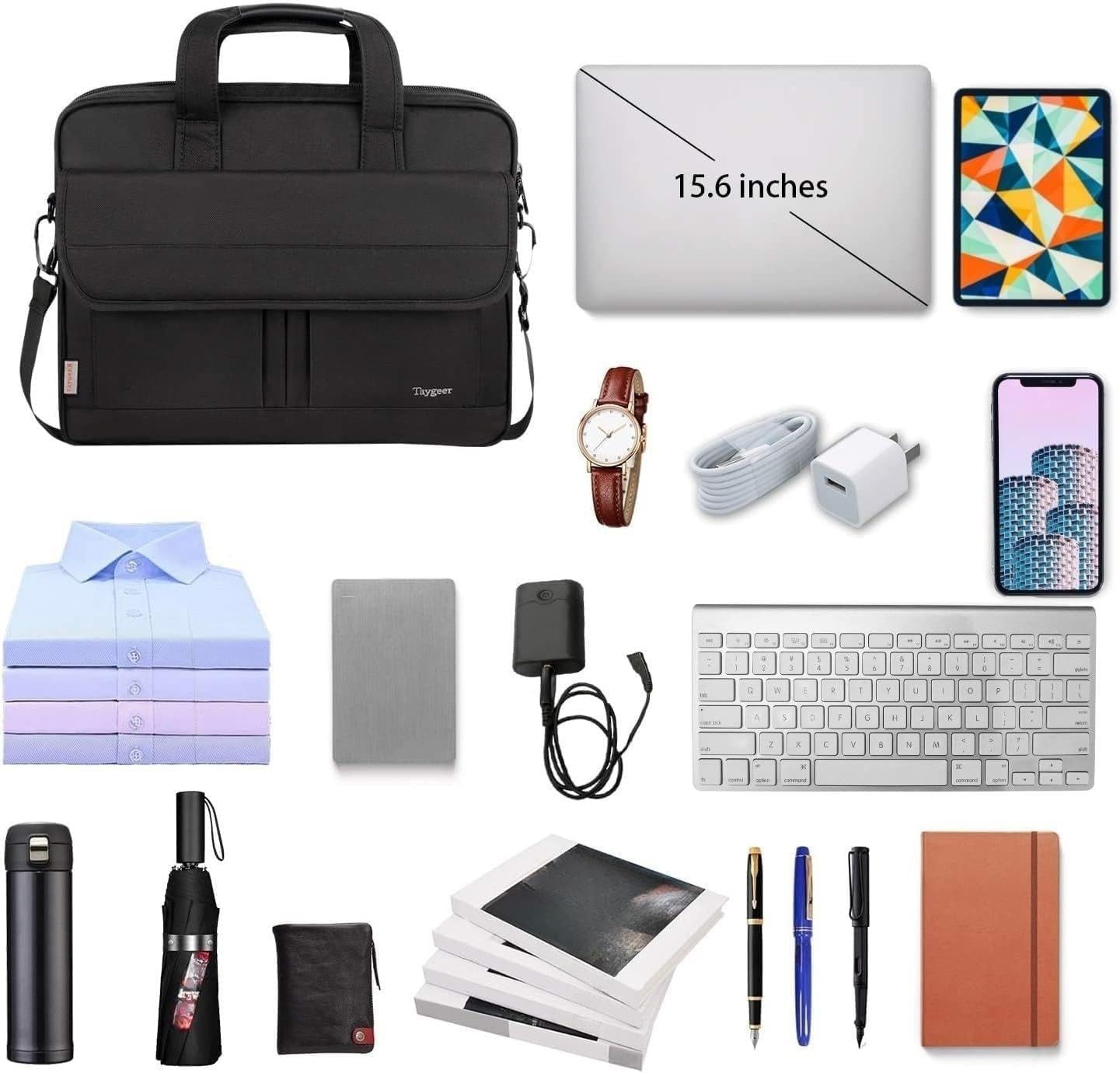 Laptop Bag 15.6 Inch, Business Briefcase Gifts for Men Women, Water Resistant Me