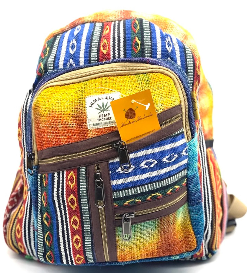 Himalayan Hemp Mini Backpack, Fair Trade Festival Bag, Boho Travel Pack