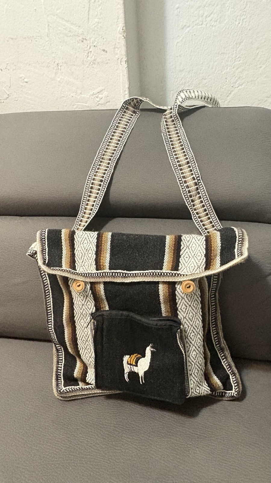 Peruvian Natural Colored Crossbody Bag – Multicolor, Pocket. Buttons