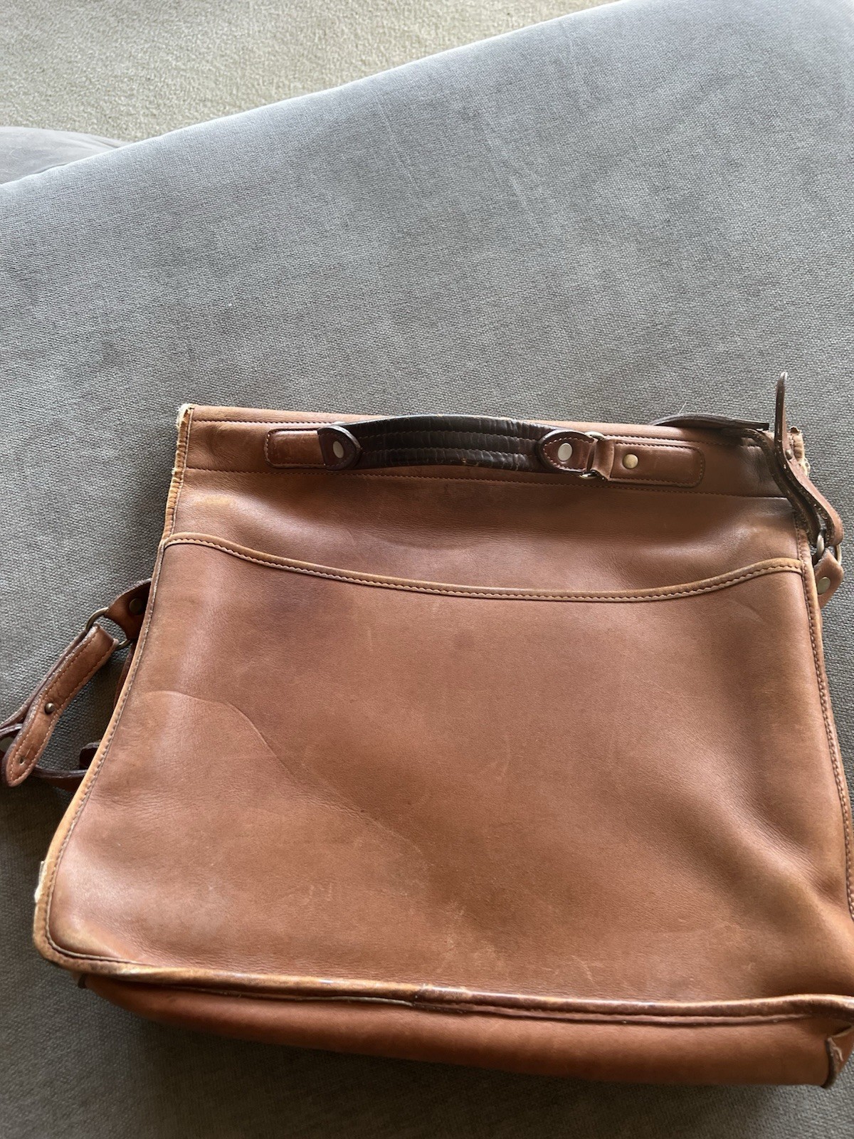 Brown Men’s Briefcase with Buckle Closure, Inner Pockets, Shoulder Strap