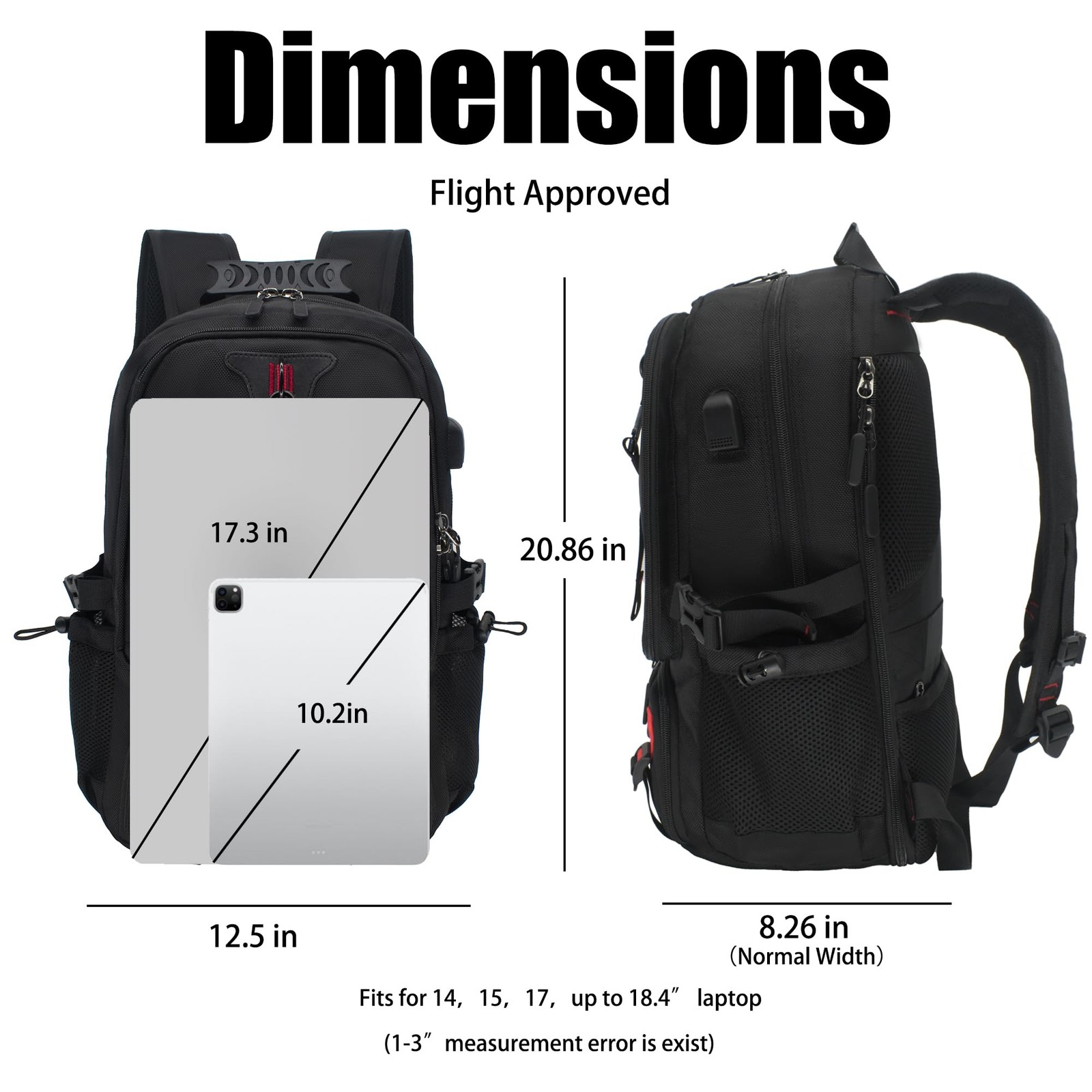 Extra Large Travel Laptop Backpack with USB Charging Port, Anti-Theft Design