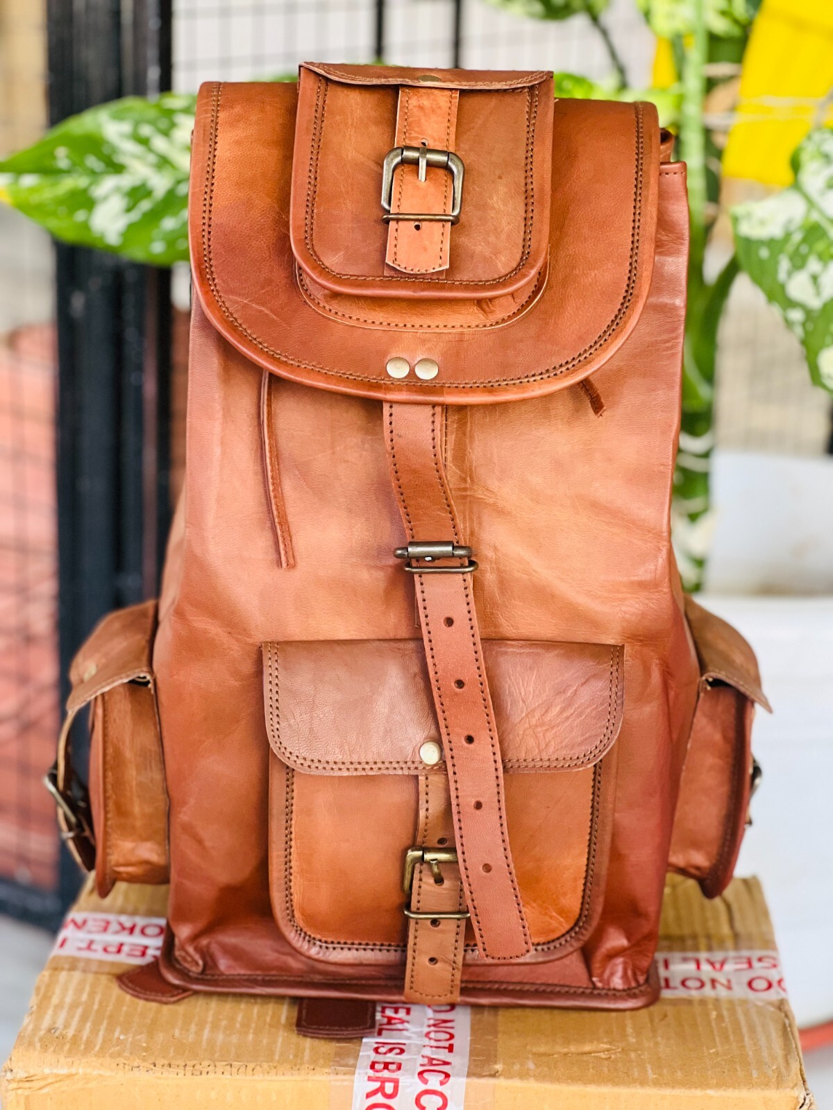 20″ New Genuine Leather Backpack Rucksack Travel Bag For Men’s and Women’s