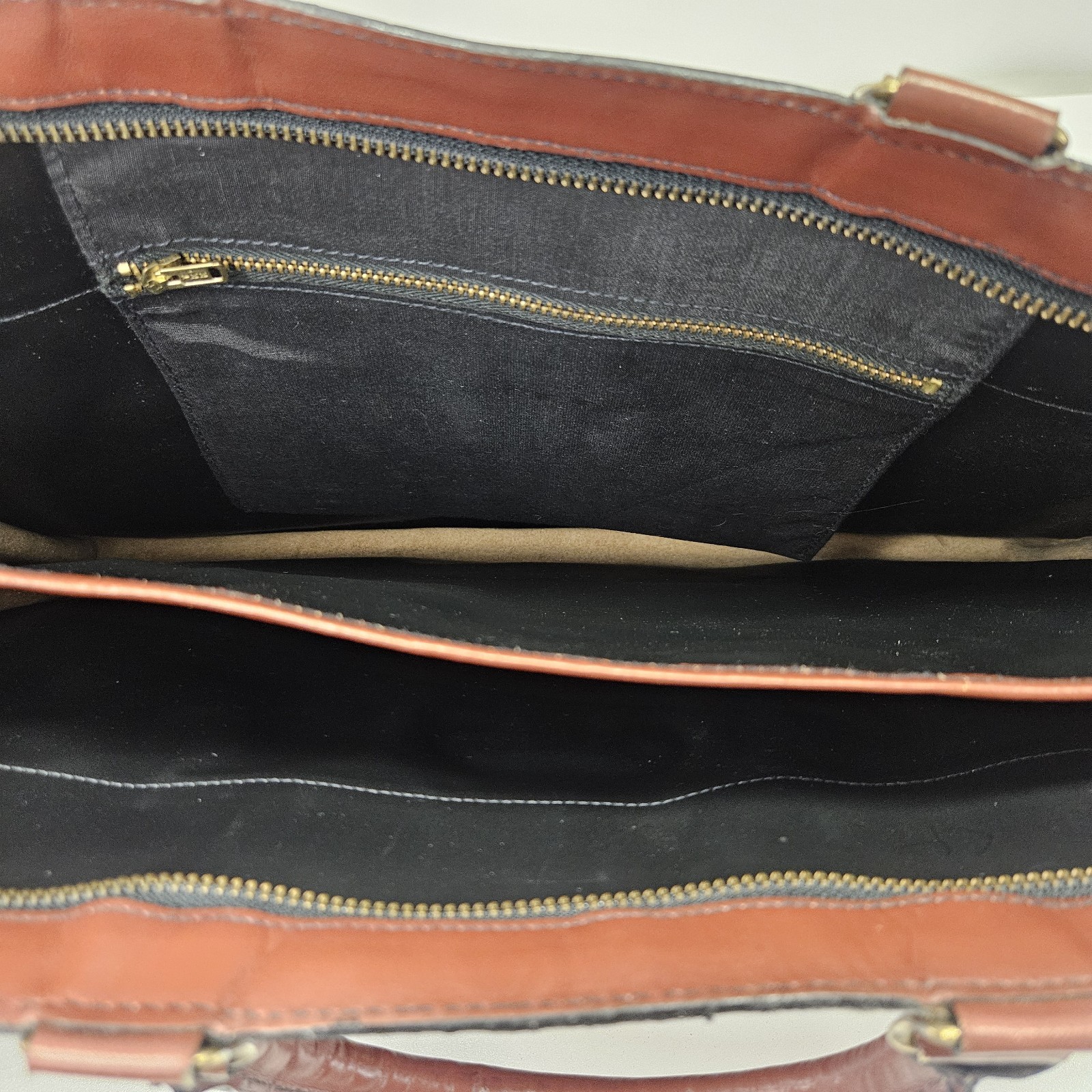 Mid Century Modern Briefcase Twin Handle Grip Burgundy Faux Leather Career Retro