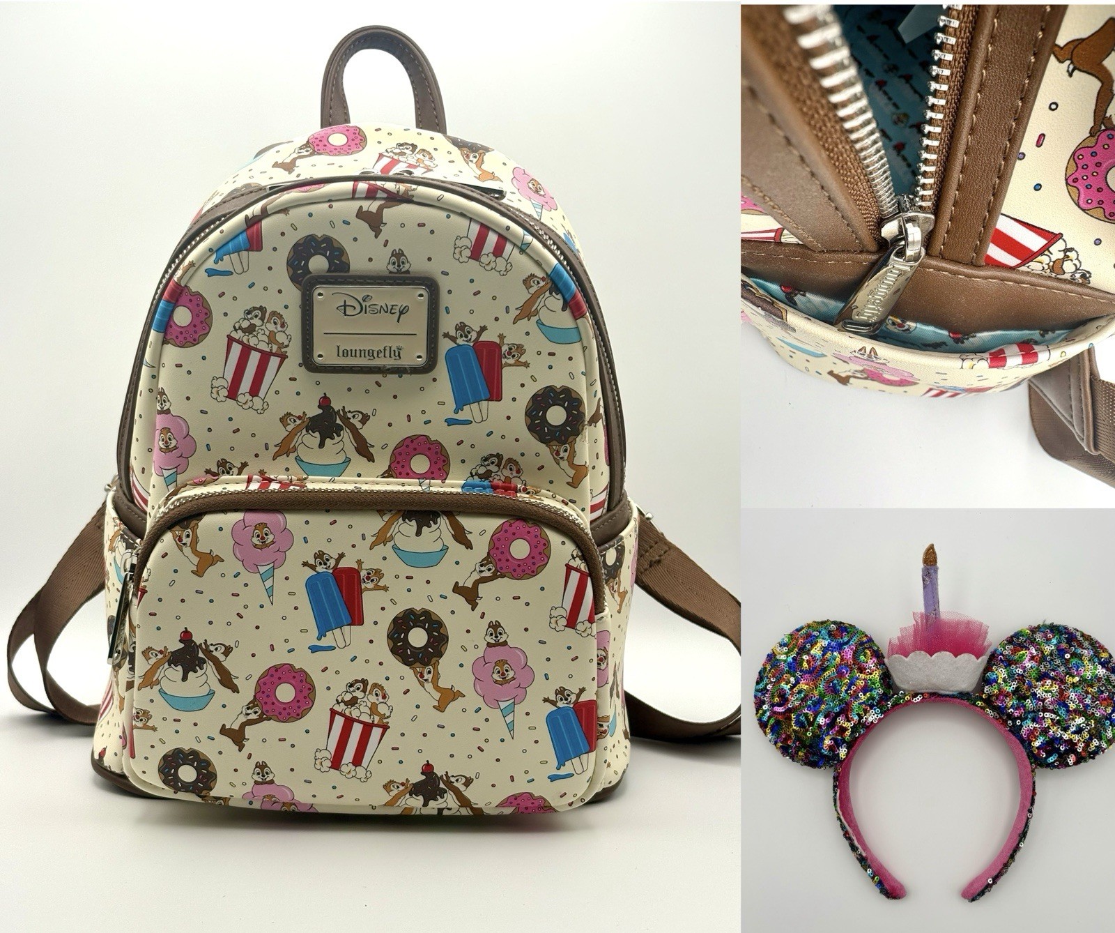 Disney Loungefly – Chip And Dale Sweet Treats Mini Backpack + Mickey Ear Combo!