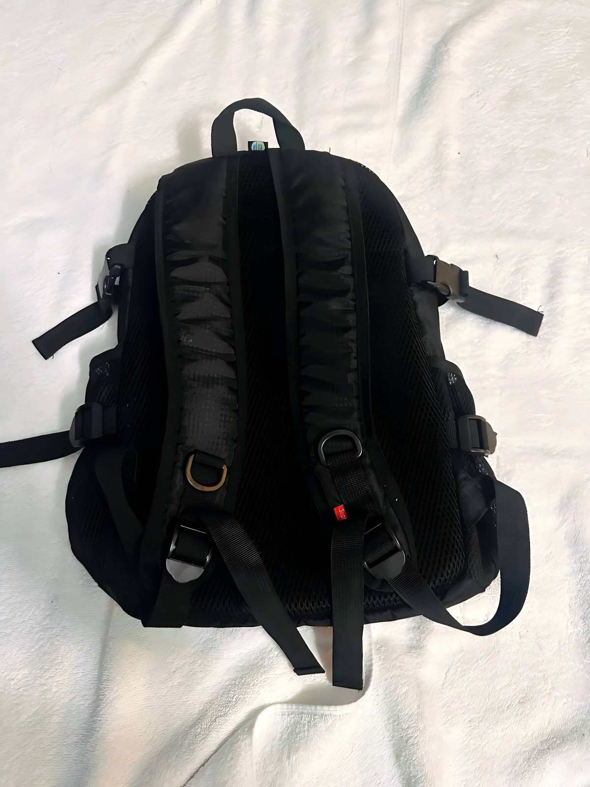 Supreme Black Backpack w/ Drawstring, Mesh Pockets, Adjustable Shoulder Straps