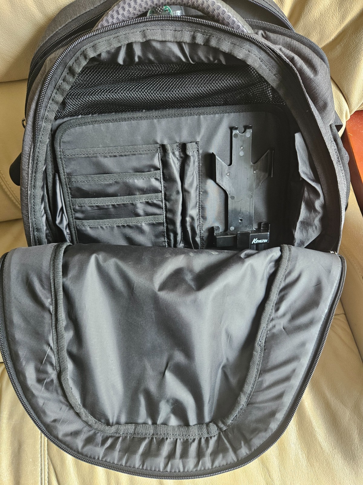 Konzu Backpack 17 ” High, Length At the Middle 14″ 11.5X7.75″ Base.