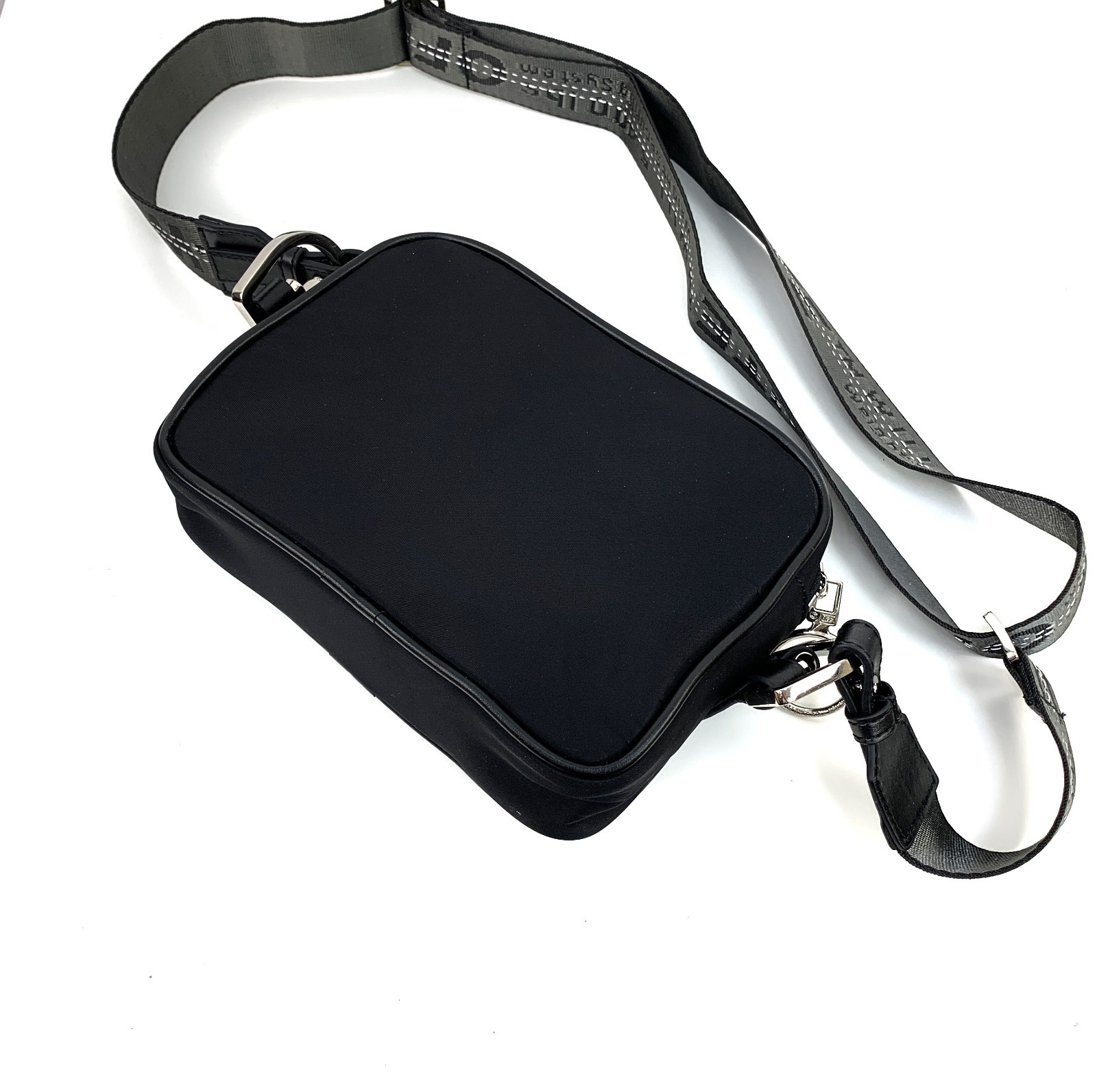 Off-White Virgil Abloh Nylon Webbing Messenger Crossbody Bag Black