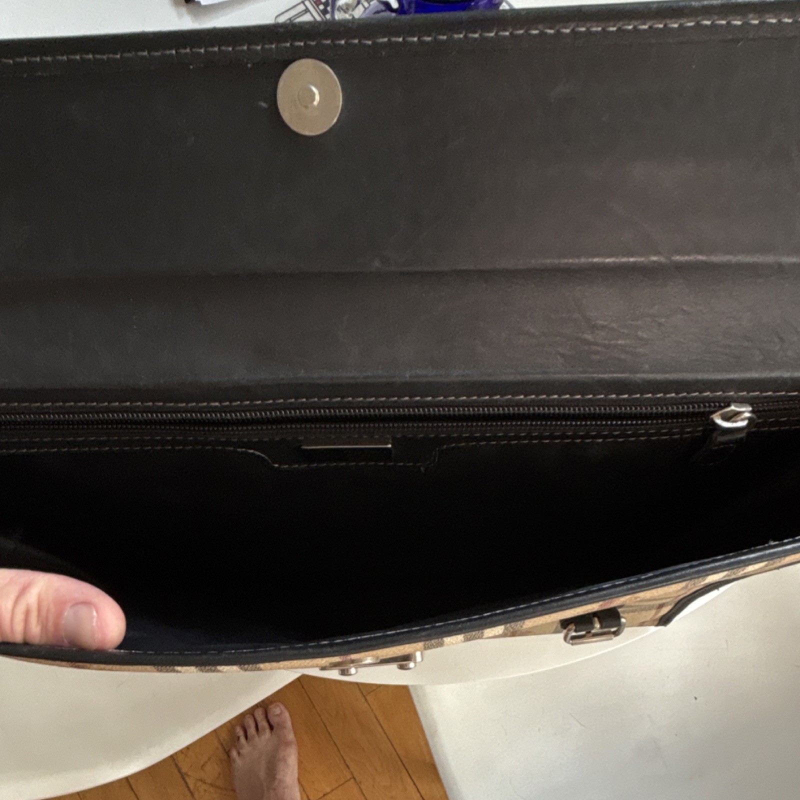 Burberrys Nova Check Briefcase Push Lock Top Handle Men Vintage Beige Black