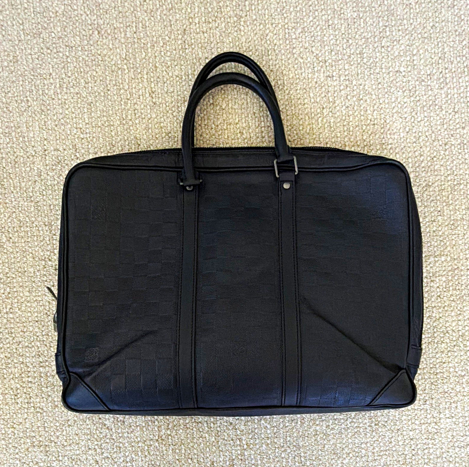 Louis Vuitton Porte Documents Voyage Damier Infini Black Leather Briefcase Bag