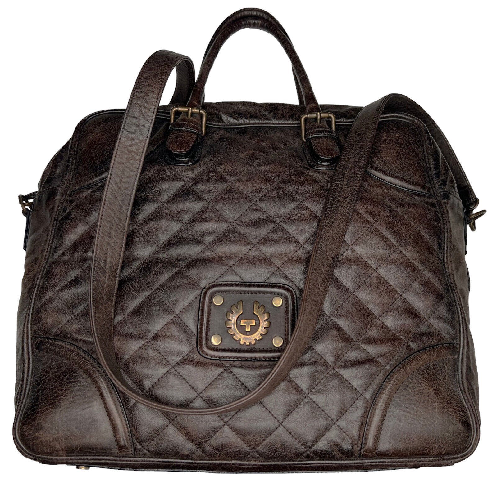 Authentic Belstaff MEN’S LARGE SQUARE Blackbrown Leather Shoulder Bag Rare