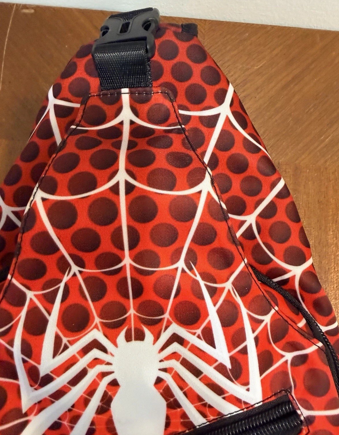 Spider-Man Sling Backpack Bag Red Black Web Polka Dot 11.5″ x 7.5″