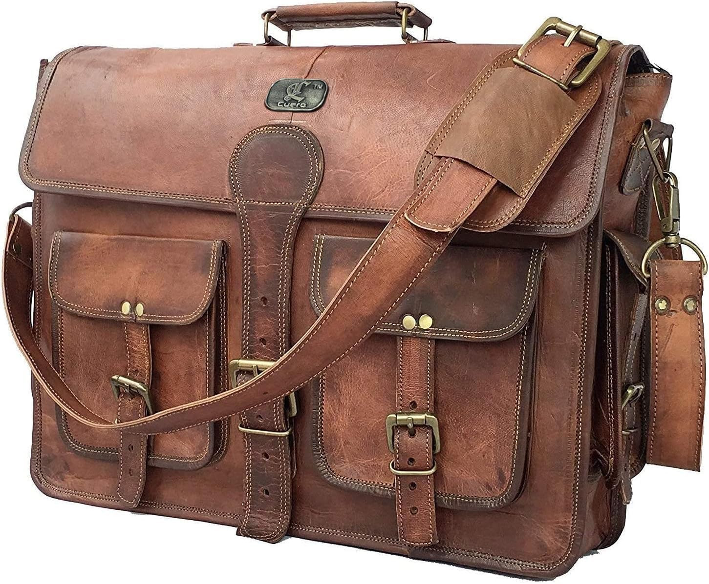 Leather Messenger Bag for Men, 18 Inch Laptop Crossbody, Handmade Leather Should
