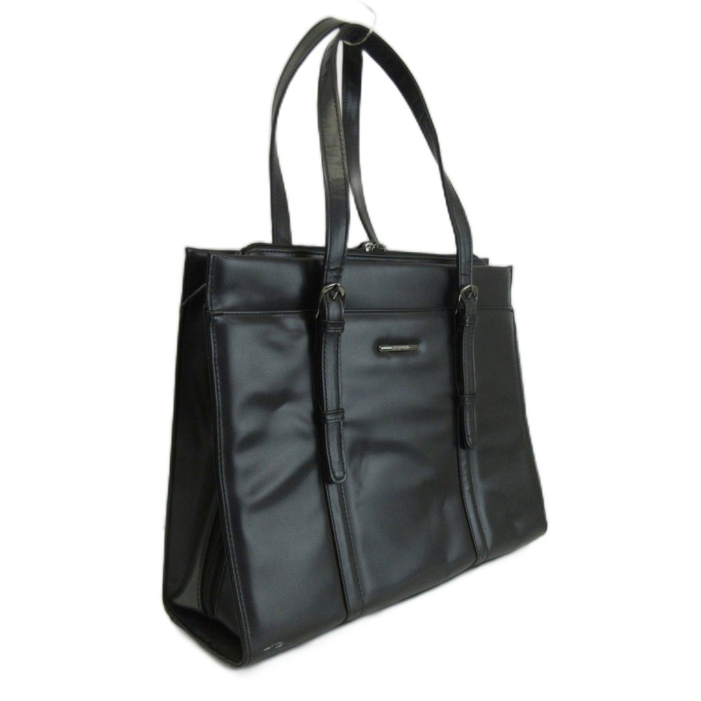 United Colors of Benetton Leather Briefcase Black AB 11x15in Men’s Business Bag