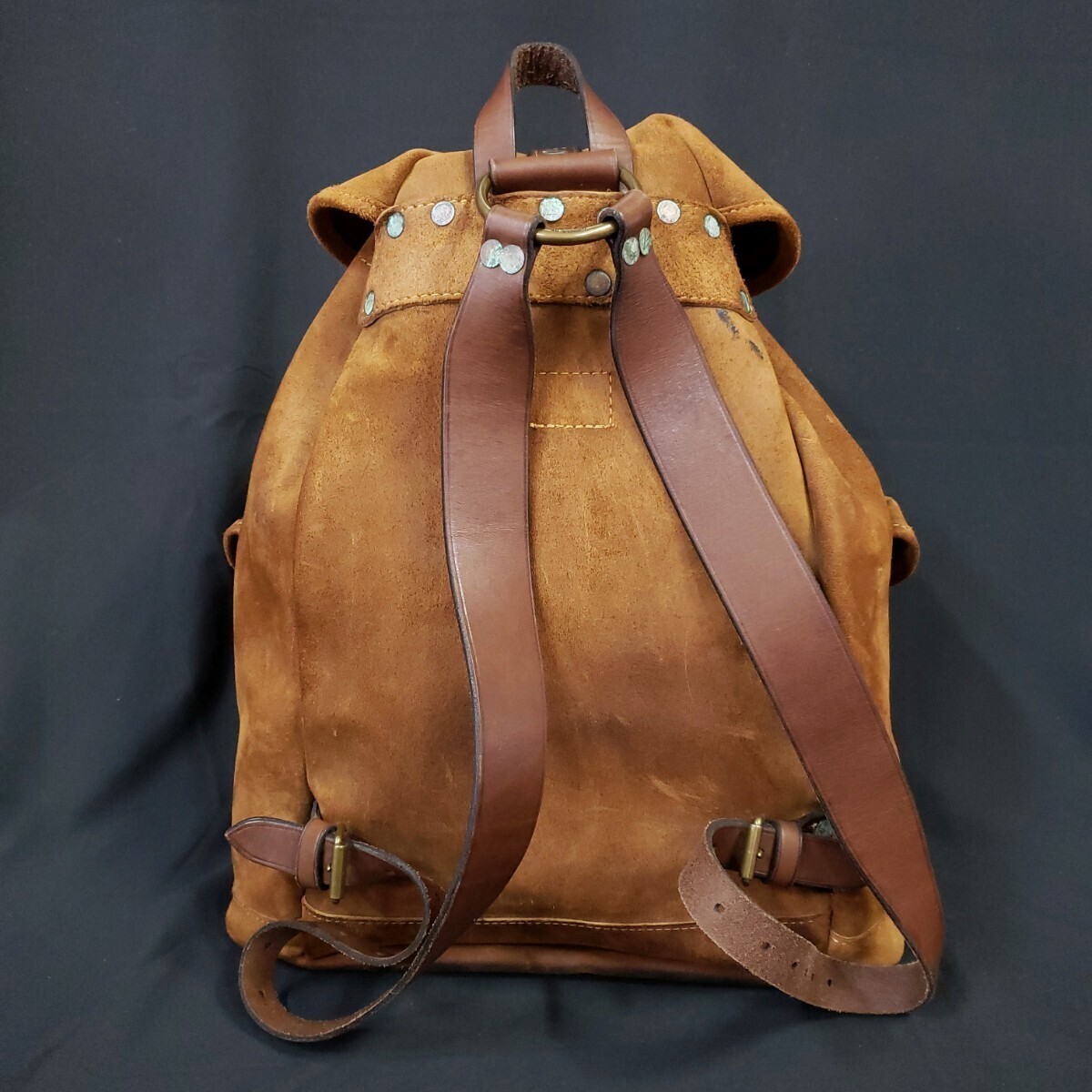 RRL Suede Backpack Camel type Size H 16.5 x W 14.1 x D 4.3 in