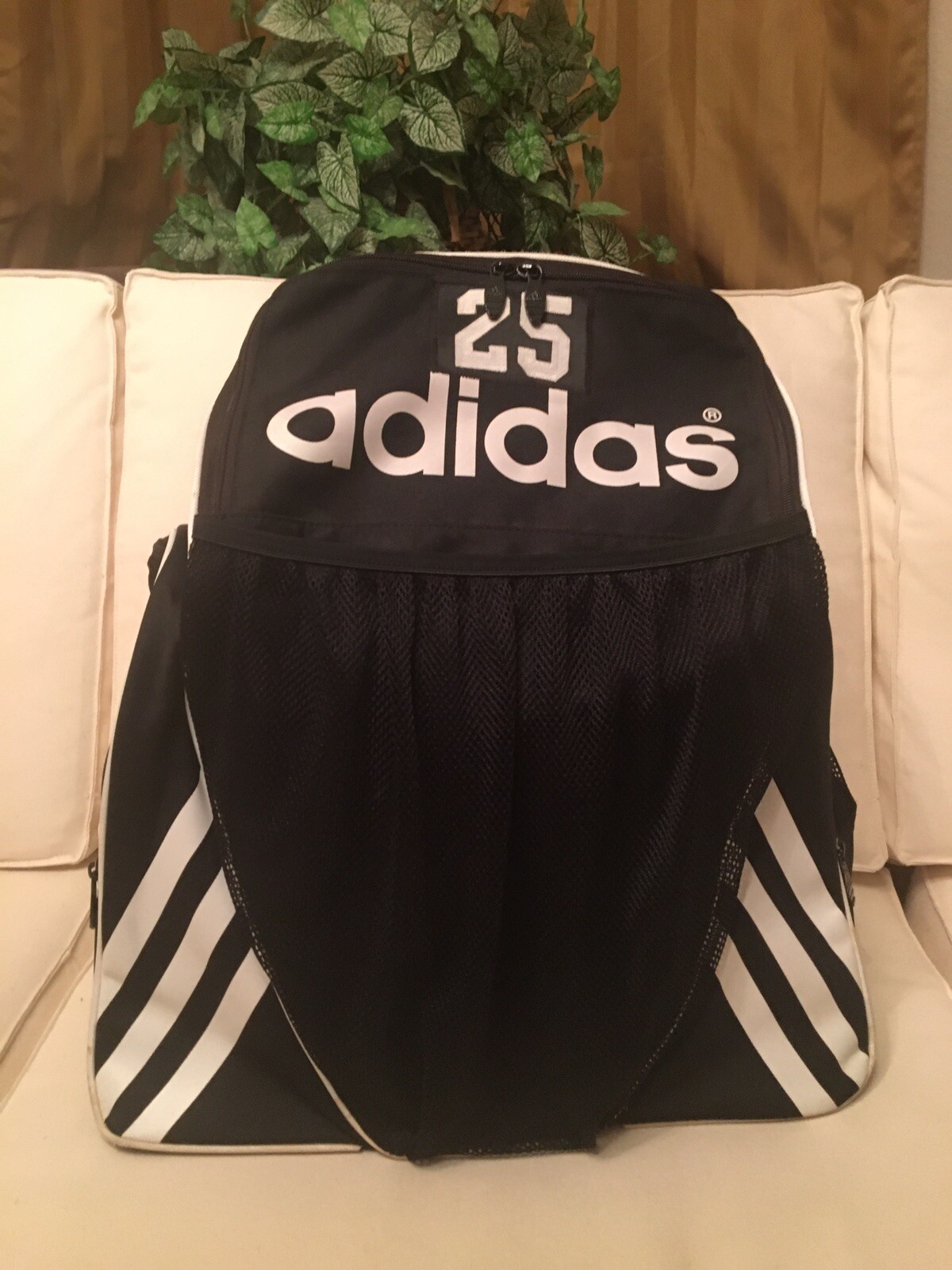 Adidas Black W/ White Trim 100% Nylon 19.5”x15”x10” Backpack