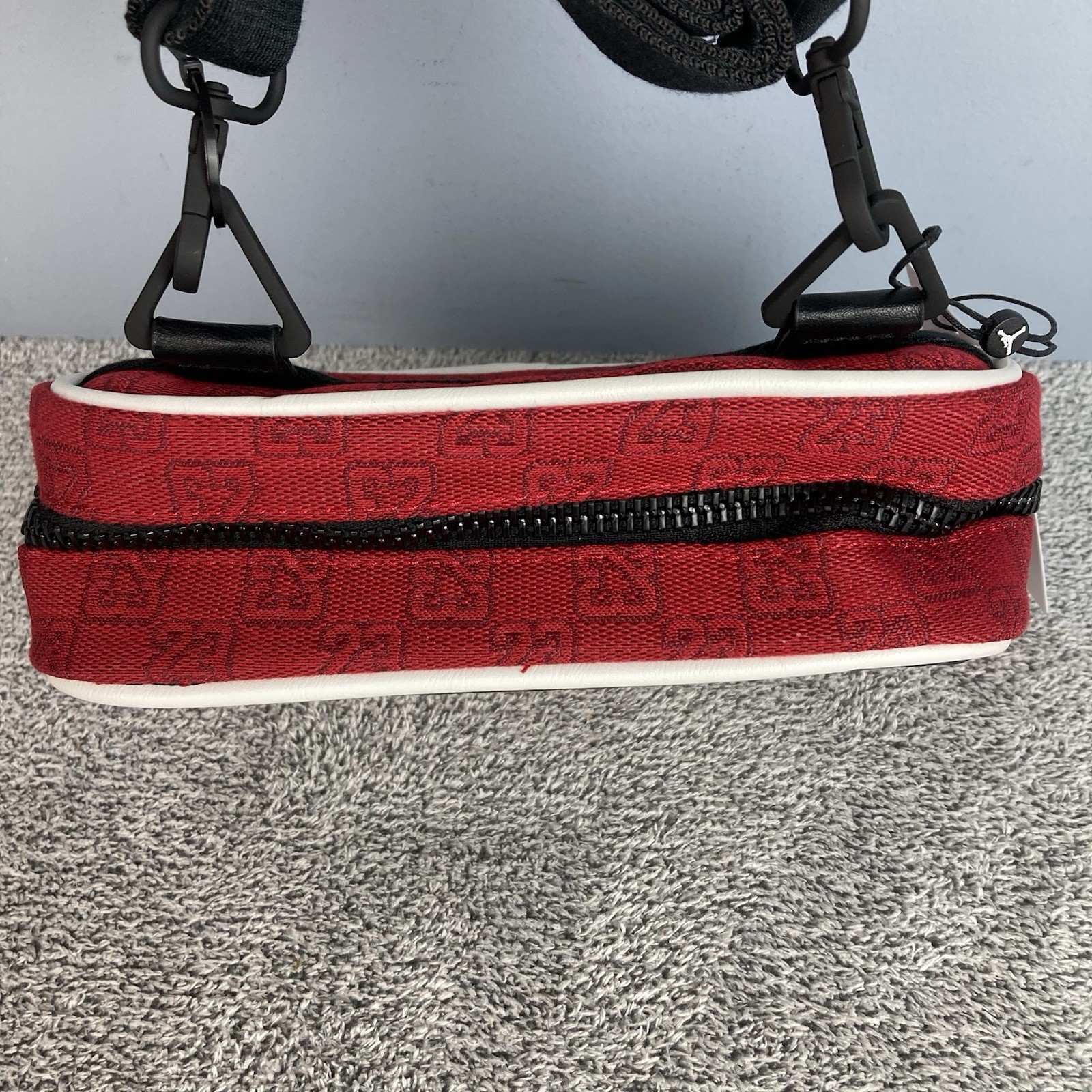 Nike Jordan Monogram Camera Bag Original 1.5L Varsity Red Black Allover Woven