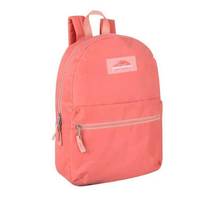 Trail Maker Classic 17 Inch Backpack CORAL w/ Adjustable Padded Shoulder Straps