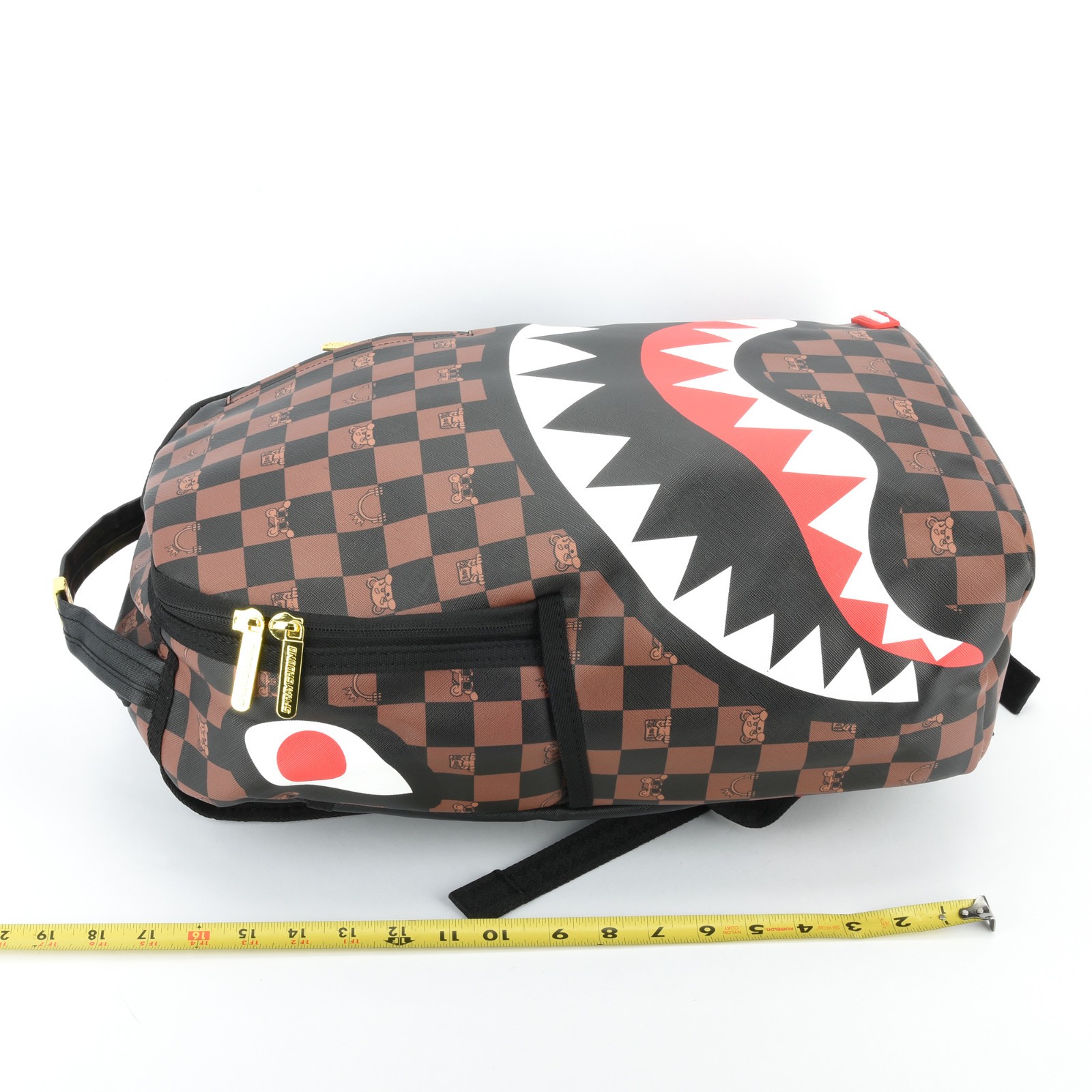 Sprayground Shark The Hideout Sharks Leather Backpack Unisex Plaid Brown