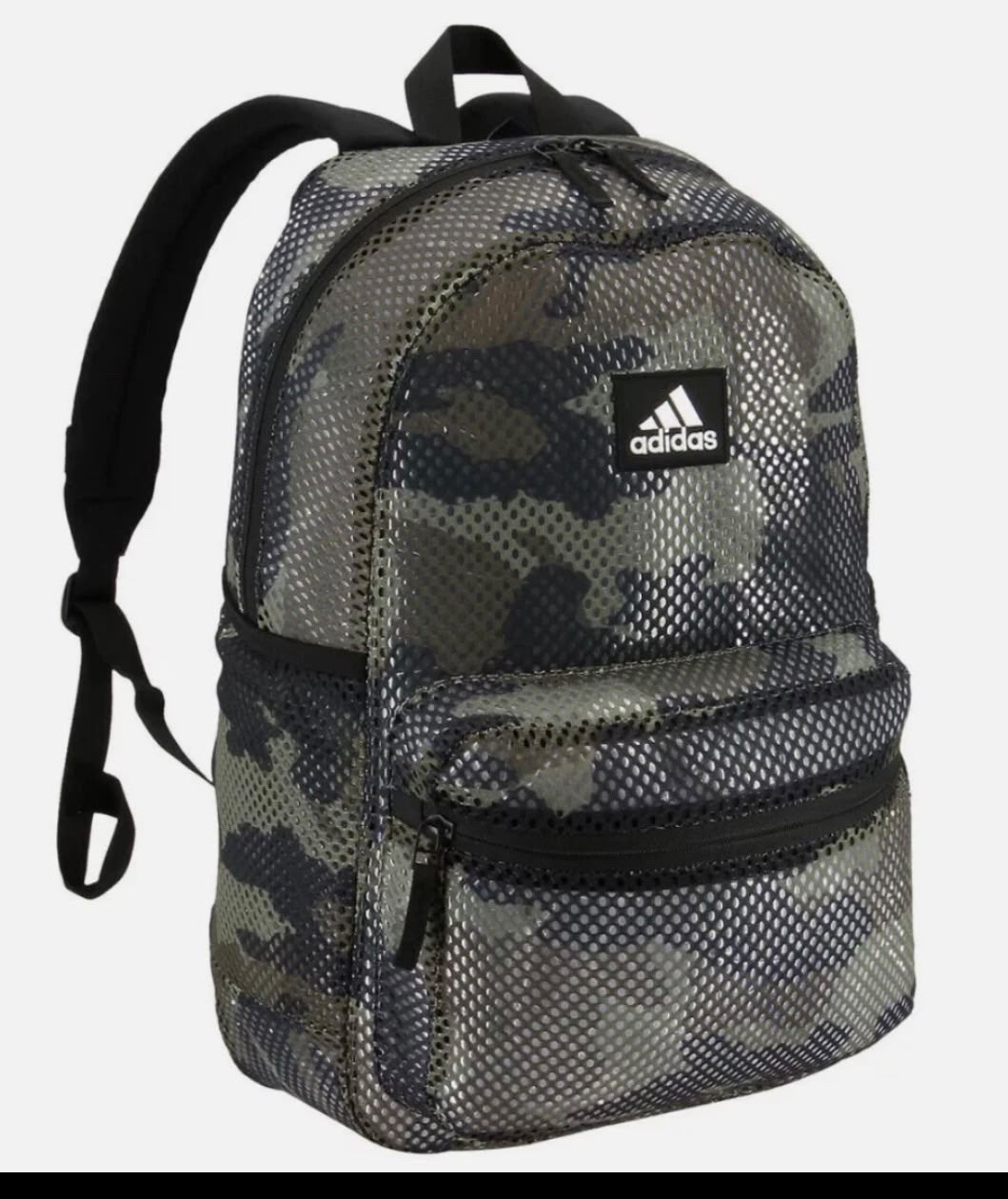 Adidas Hermosa 2 Mesh Backpack Camouflage Green Black Mesh, New With Tag.