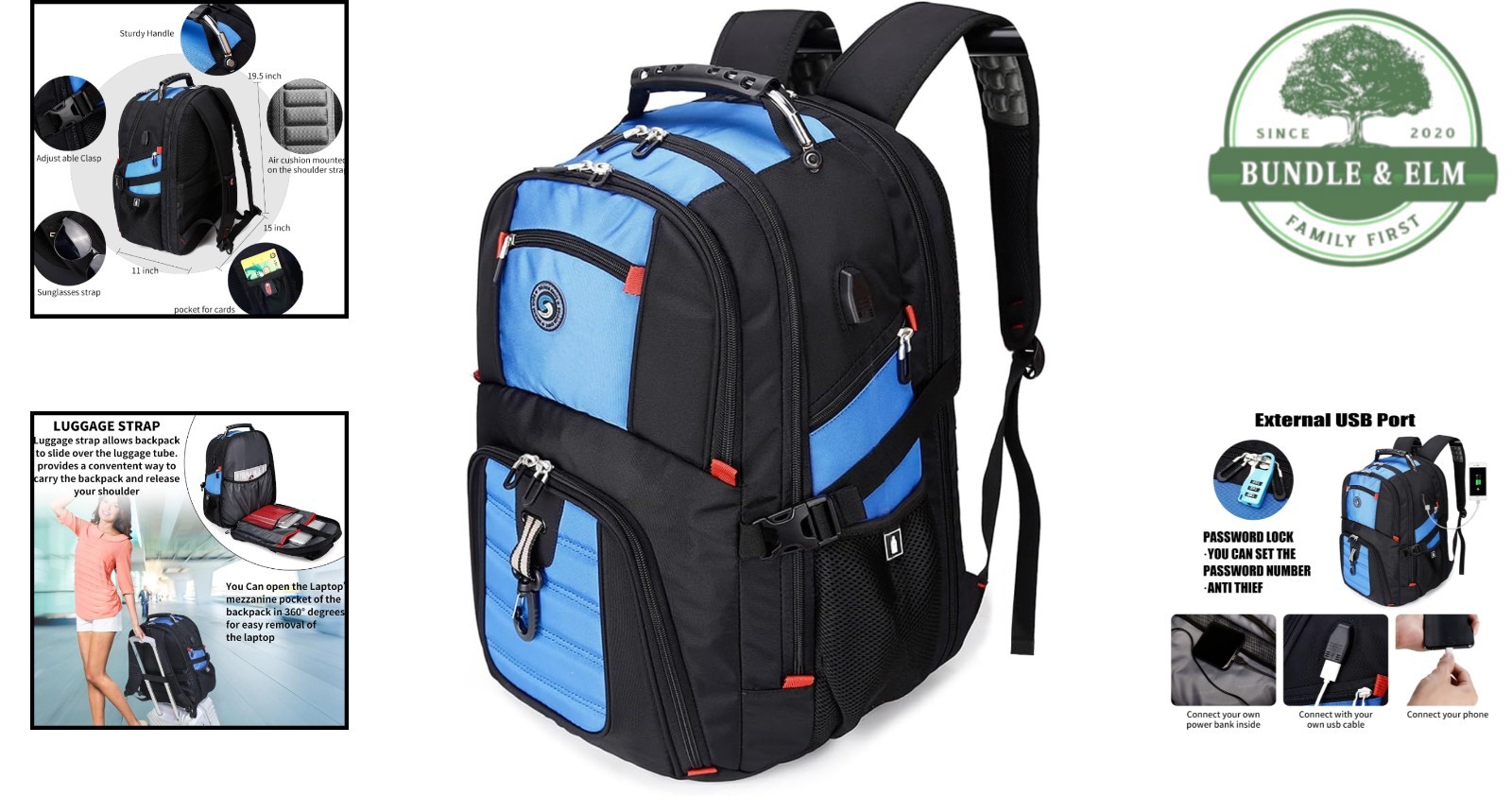Travel Backpack Extra Large 50L Laptop Backpacks for Men Women Water Resistant