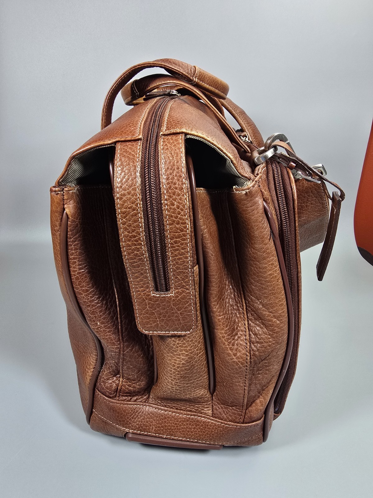 Johnston & Murphy Brown Leather Briefcase Shoulder Laptop Bag