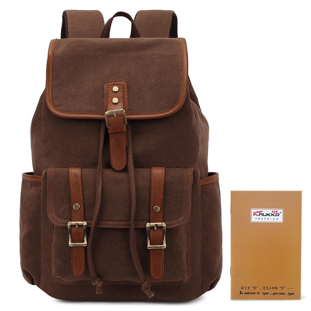 KAUKKO Vintage Unisex Casual Canvas Backpack Rucksack Book Bag Satchel Hiking…