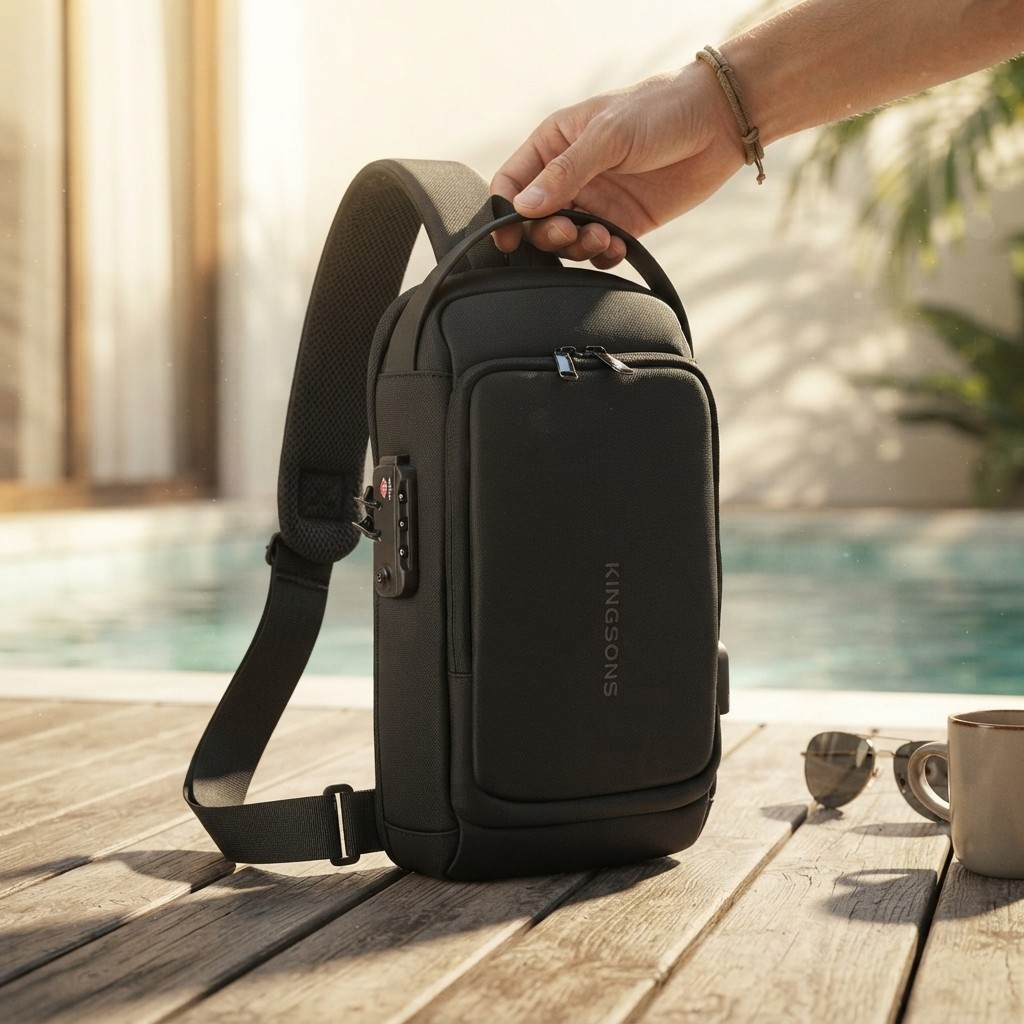 Minimalist Men’s Shoulder Sling Backpack with Anti-theft & Waterproof Features