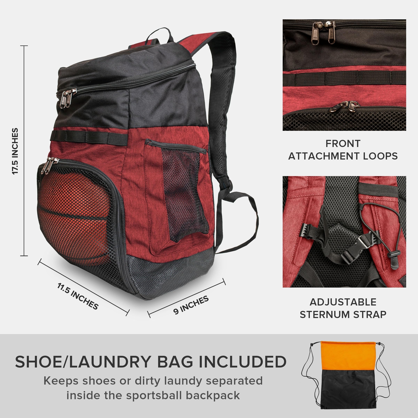 Basketball Backpack with Ball Compartment – Sports Equipment Bag for Soccer B…