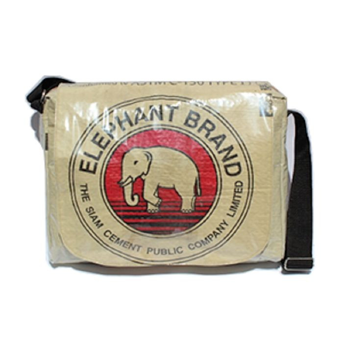 Elephant Brand Recycled Messenger Bags made from Cement Bags in Cambodia