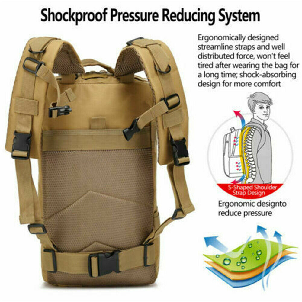 30L Military Tactical Backpack Rucksack Travel Bag for Camping Hiking Outdoor