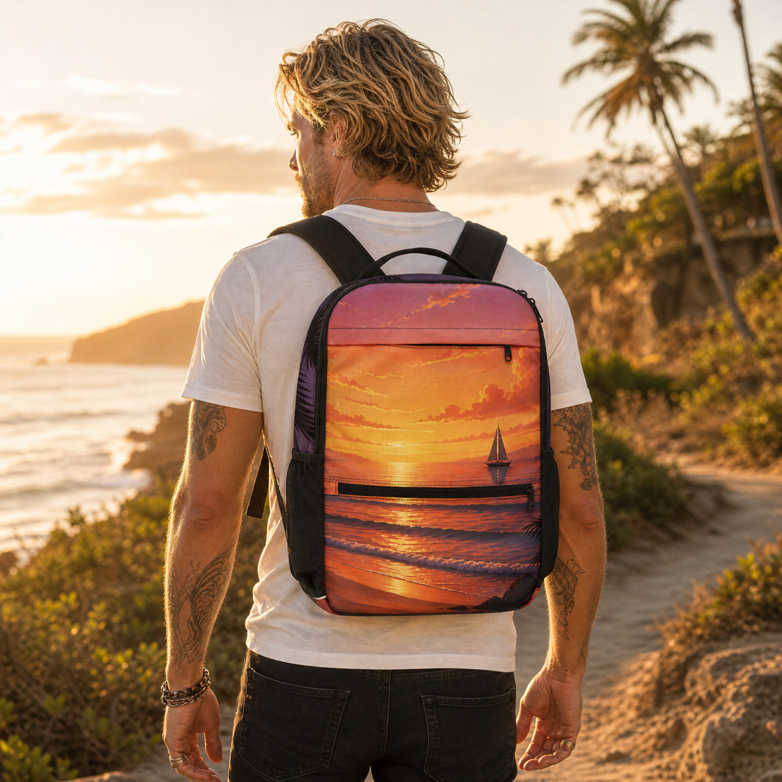 Daypack Backpack ergonomic padded Laptop Pocket Mesh Pockets Unisex Summer