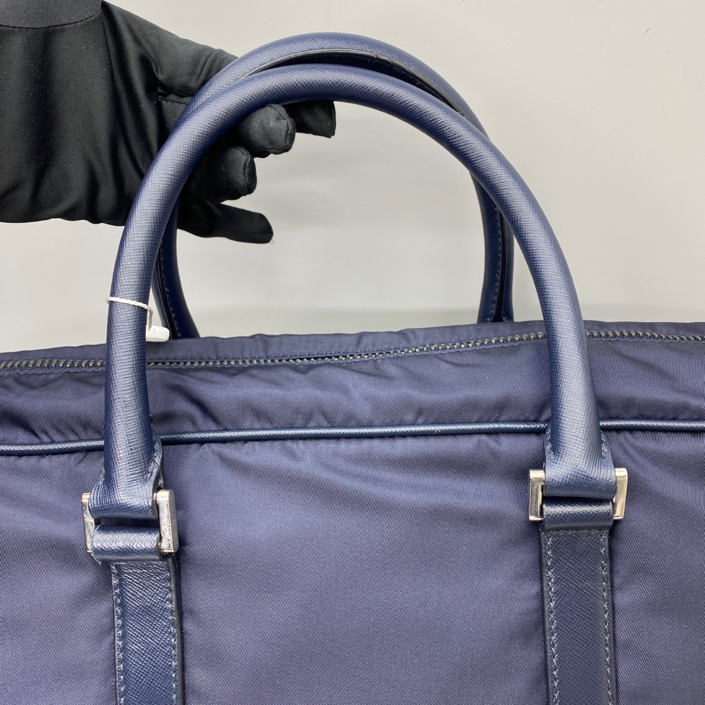 Prada Pre-Owned Authentic Briefcase Blue 36x28x7cm Nylon Free Shipping