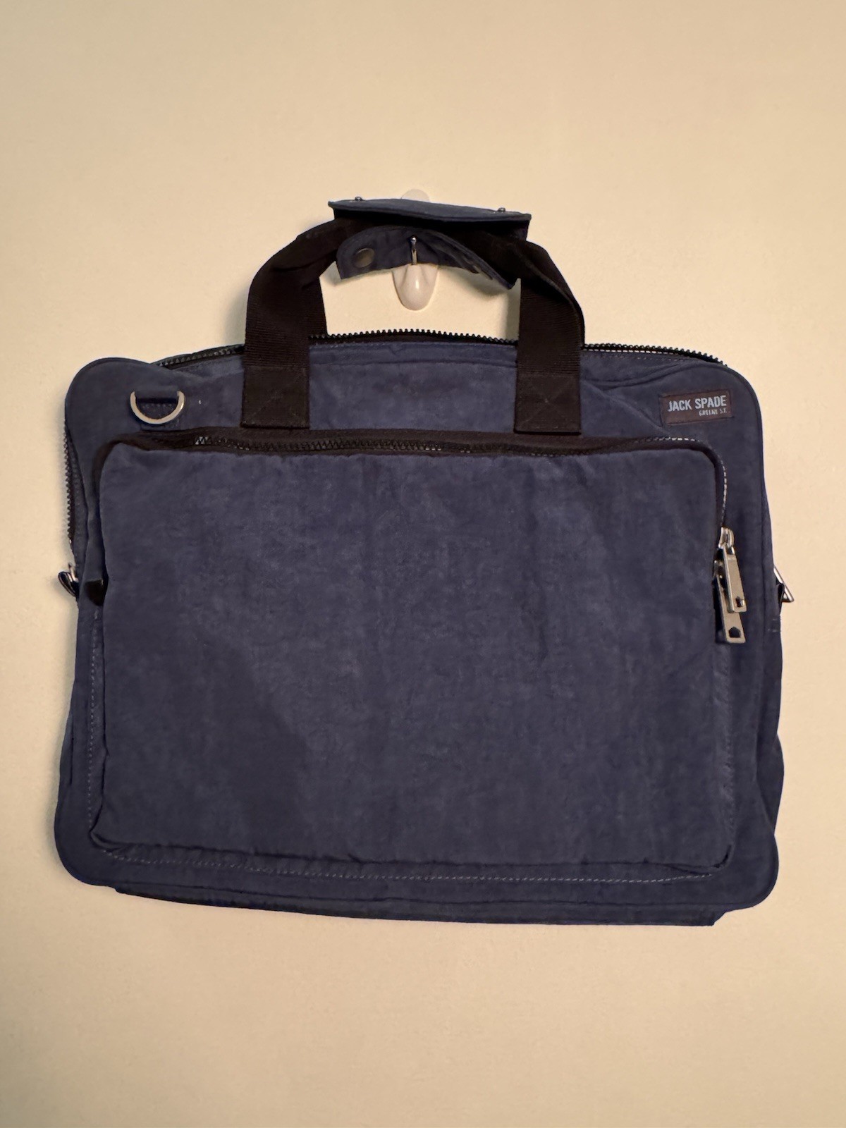 OG Washed Nylon Jack Spade Laptop Light Weight Brief Case Navy Blue With Strap