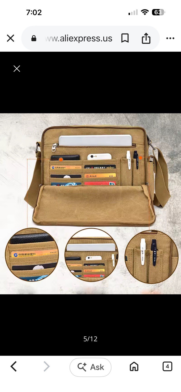 Canvas Natural Material Retro Messenger Tablet Travel Bag Manjianghong Men’s