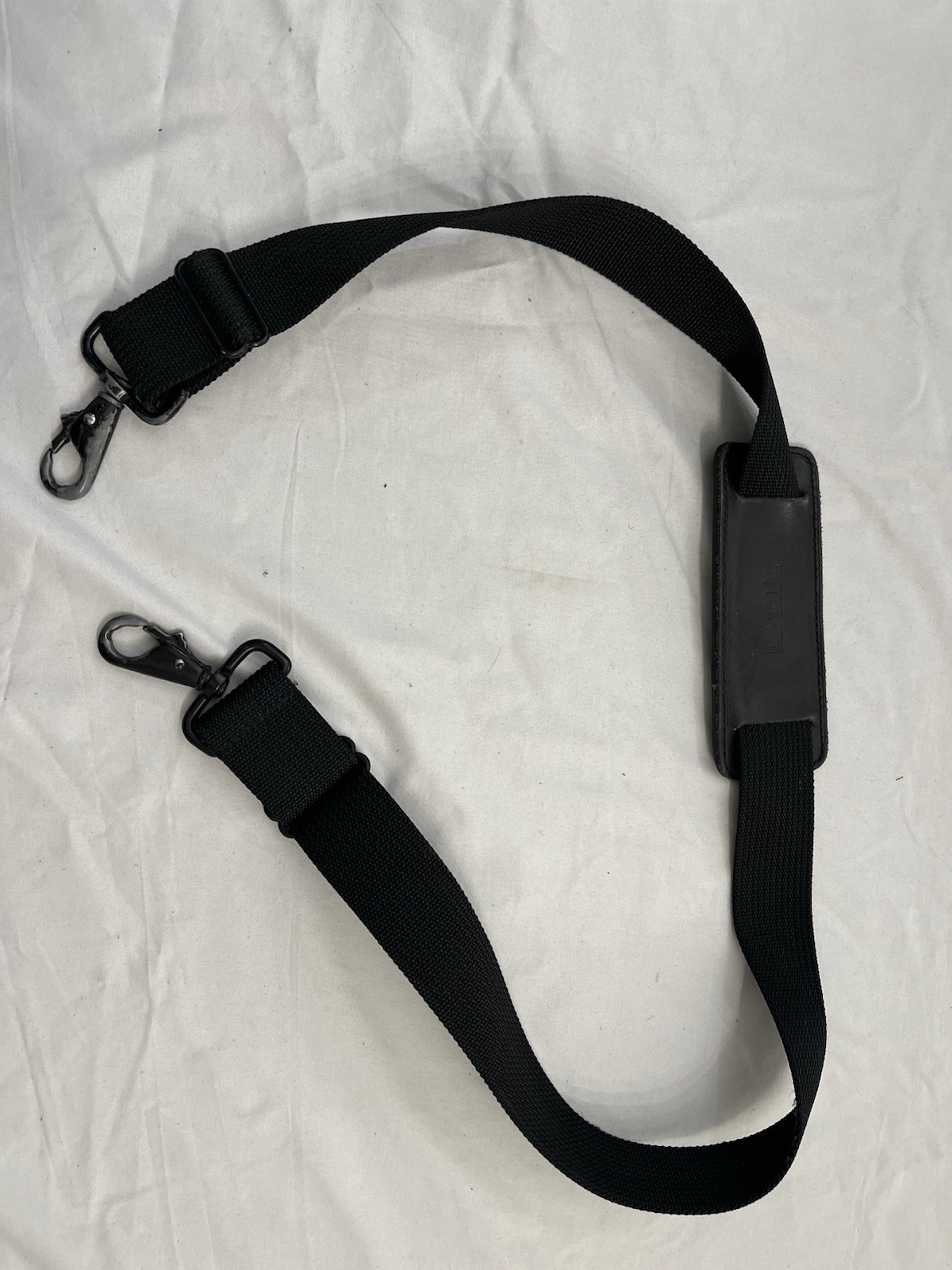 Vintage Tumi Black Leather Nylon Metal Clips Shoulder Strap Replacement