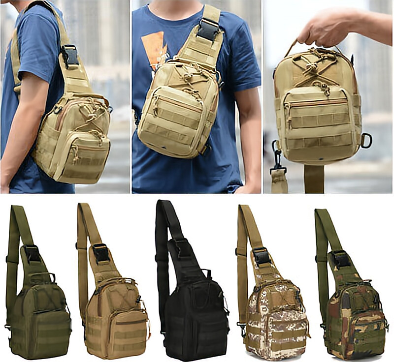 Men Backpack Molle Tactical Sling Chest Pack Shoulder Bag Outdoor Hiking Travel