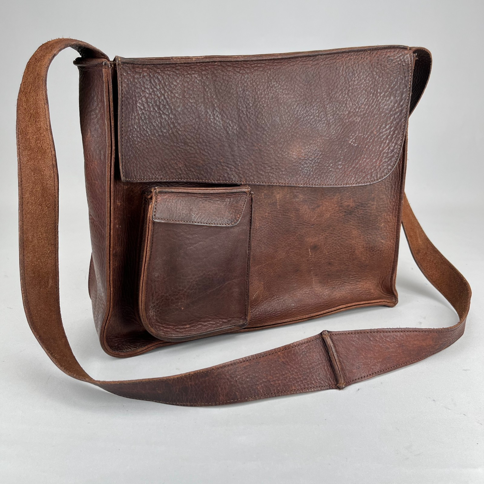 CYDWOQ Flap Bag Handmade Leather Asymmetric Sling Tote 12″ x 10″ Made in CA, USA