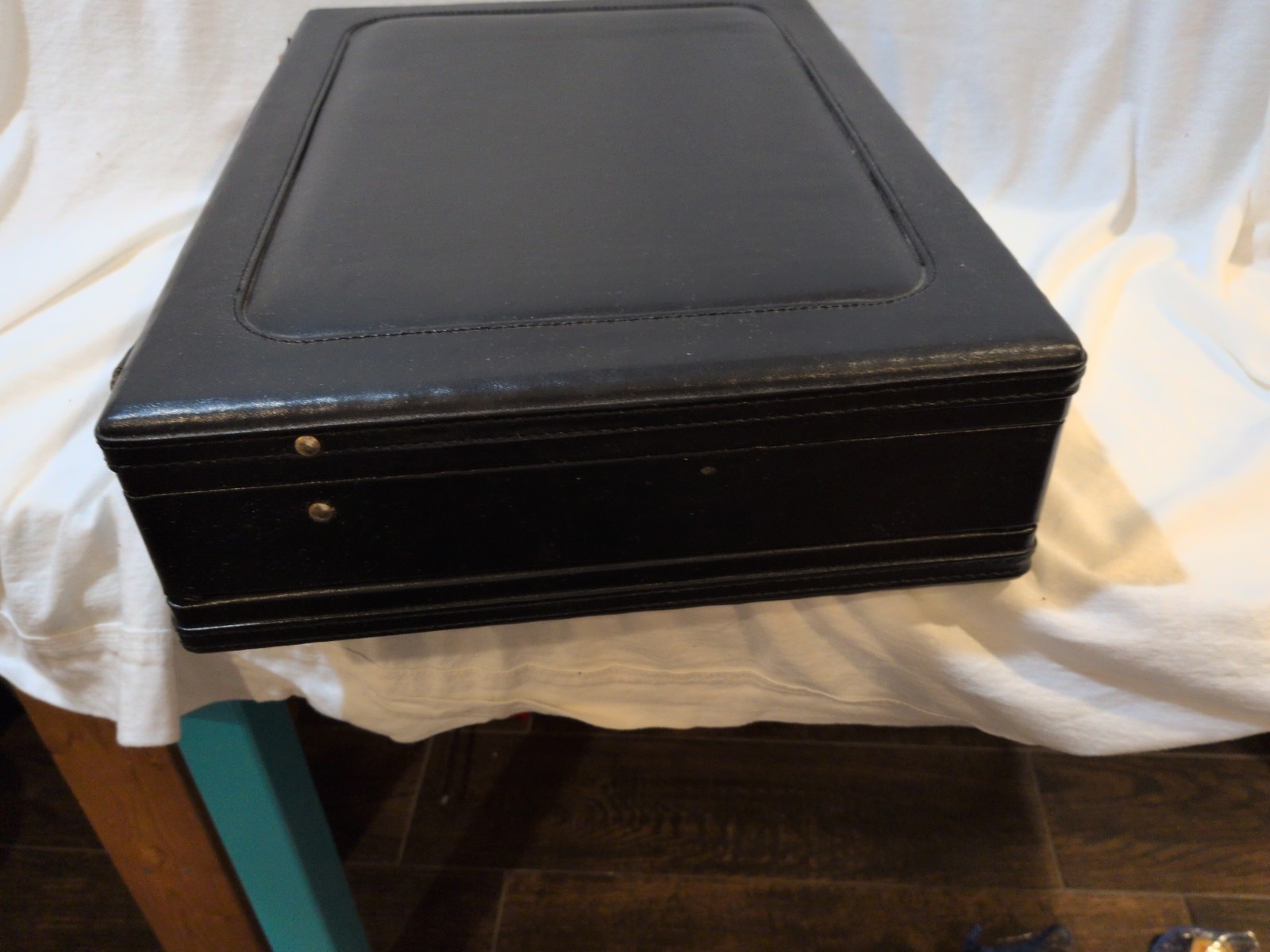 Briefcase Black Leather Brass Combination Lock Latches Attache Laptop