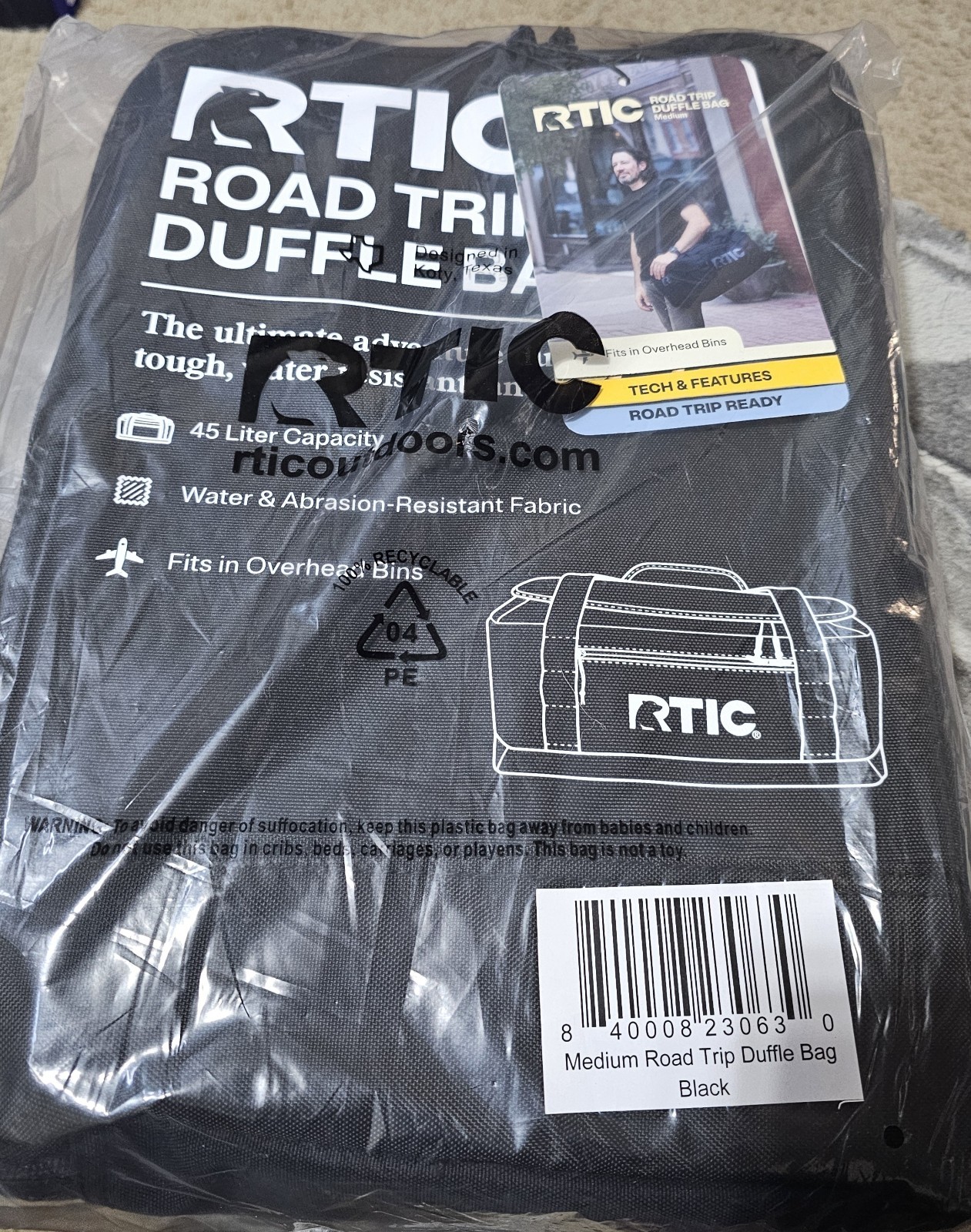 45L RTIC Outdoors Road Trip Structured Collapsible Duffle Bag Medium – Black