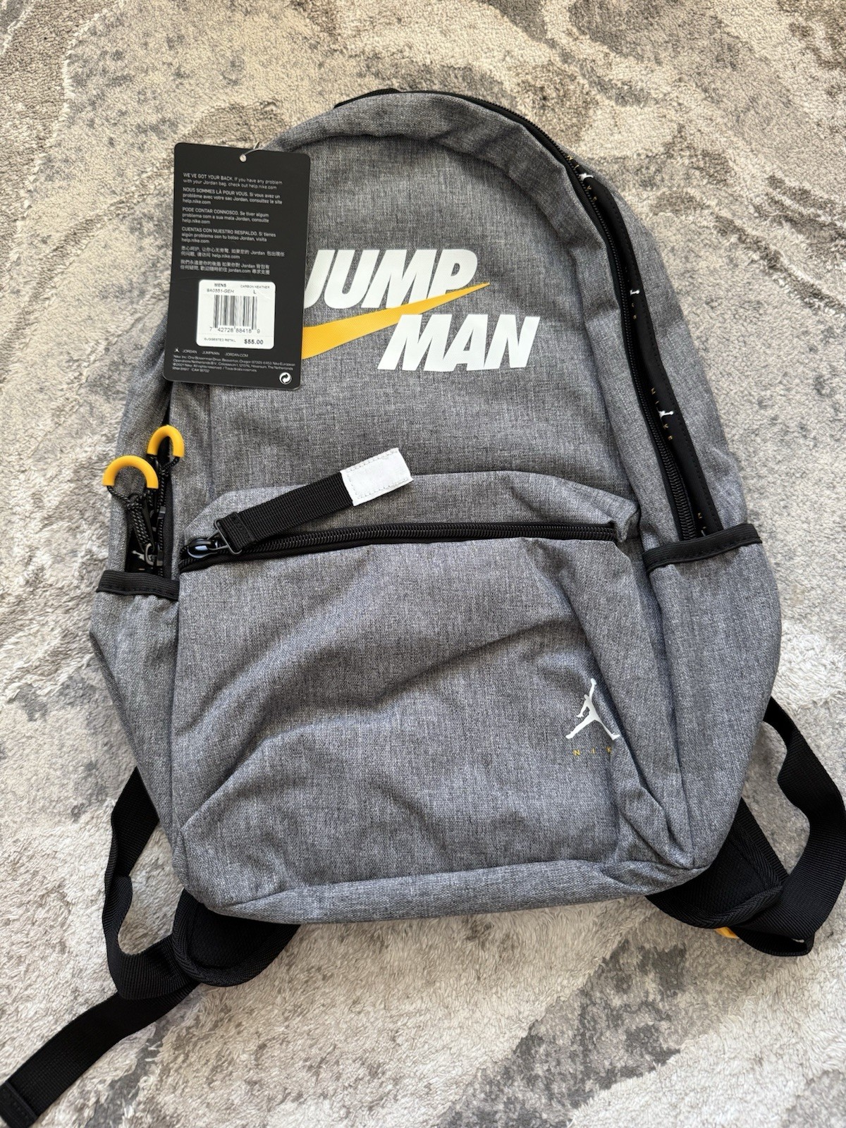 Jordan Boy’s Jumpman Backpack (Big Kids) Carbon Heather Large
