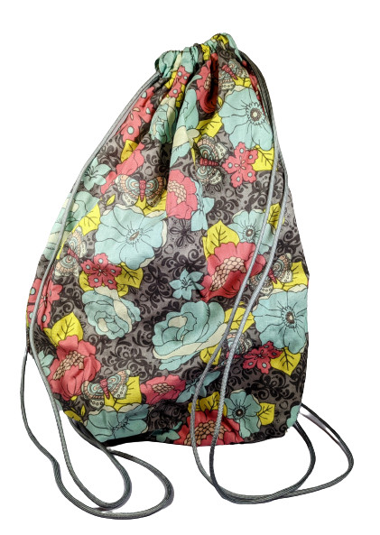 Cloth String Bag Wild Retro Flower Design Backpack Sackpack 15″