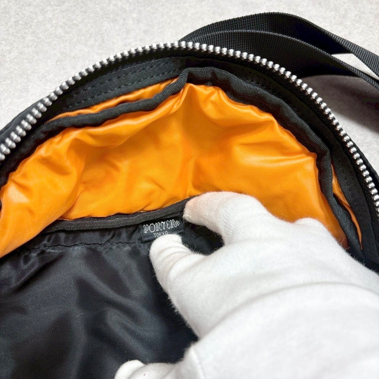 Authentic Porter Yoshida Nylon Body Bag Black 20.5cm x 48cm with minor stains