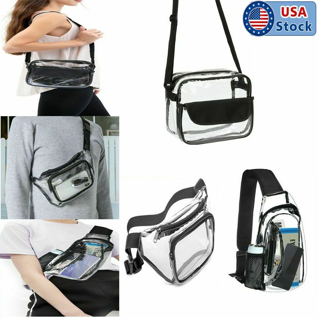 Clear Zip Sling Bag Transparent Stadium Shoulder Crossbody Adjustable Backpack
