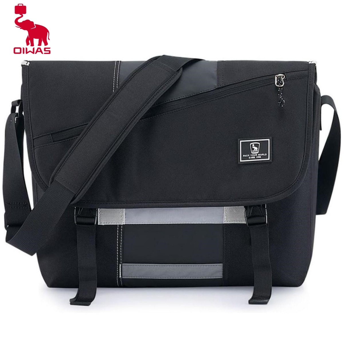OIWAS Messenger Bag 17″ Laptop Crossbody Bag Case School Shoulder Bag Black
